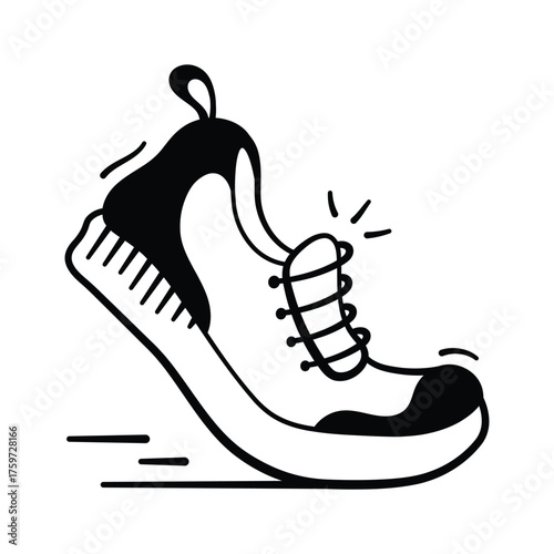 Running shoe representing health, fitness, and active lifestyle, hand drawn vector design