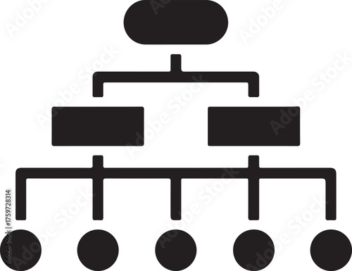 Organizational structure chart template showing hierarchy relationships business team management system flowchart blocks connected elements