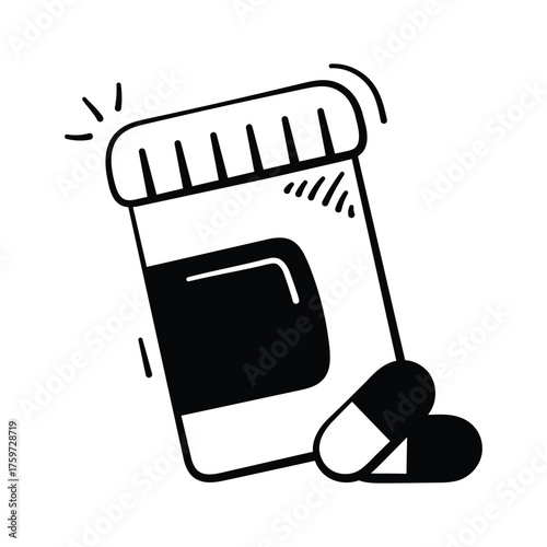 Bottle of capsules for treatment and health improvement.