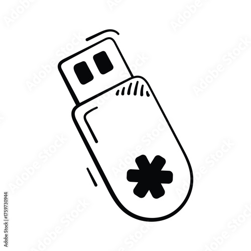 USB drive with medical symbol representing digital health data and patient records.