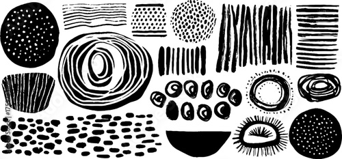 Wallpaper Mural Abstract geometric composition with dots, lines, circles, and waves for creative designs Torontodigital.ca