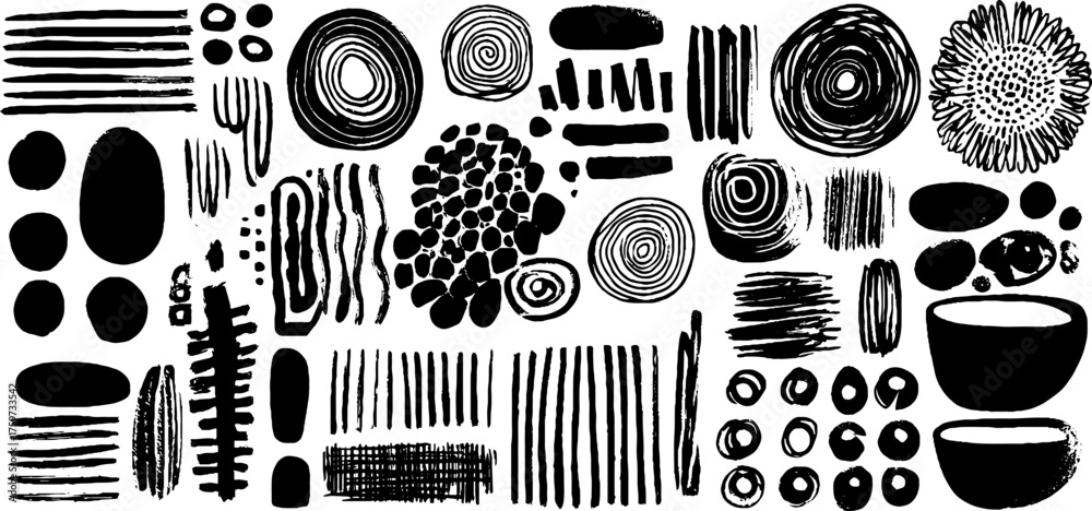 Obraz premium Abstract geometric art with intersecting arcs, spirals, and grids for creative design