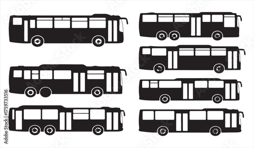 Modern Transit and Coach Bus Silhouettes for Automotive Art