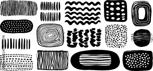 Wallpaper Mural Abstract linear frame collection with double line, dashed, zigzag, and wave patterns for design Torontodigital.ca