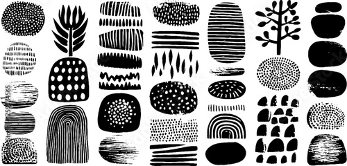 Abstract sandy patterns with dots and waves for design and decor