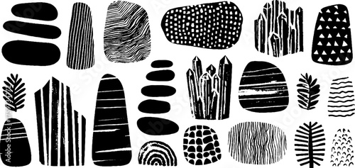 Abstract crystal and mineral collection design for print and decor
