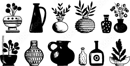 Eclectic collection of artistic vases and pitchers - rustic design for home decor and creativity