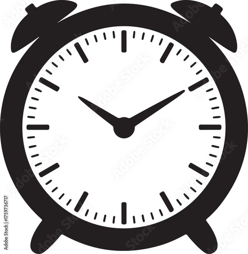 Black Silhouette of an Alarm Clock with Bells Keywords: alarm clock, time, wake up, morning