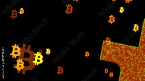 Glowing Golden Bitcoin Animation Loop Background – Falling Cryptocurrency Motion for Digital Finance and Tech Videos
