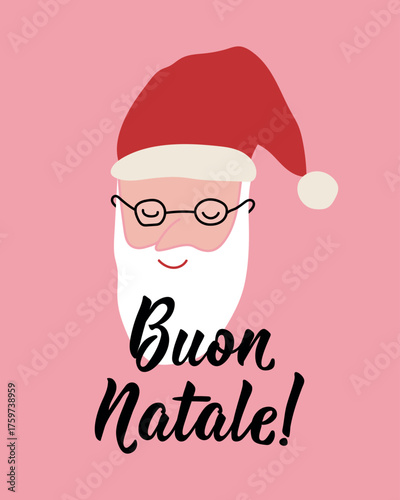 Buon Natale. Christmas card. Translation from Italian: Merry Christmas. Holiday lettering.