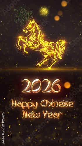 Mobile Vertical 4K Resolution, 2160x3840 Pixels, Chinese New Year 2026 Opener Background, 2026 Year of Horse Background, 

Useful for Chinese Events, Chinese New Year Wishes