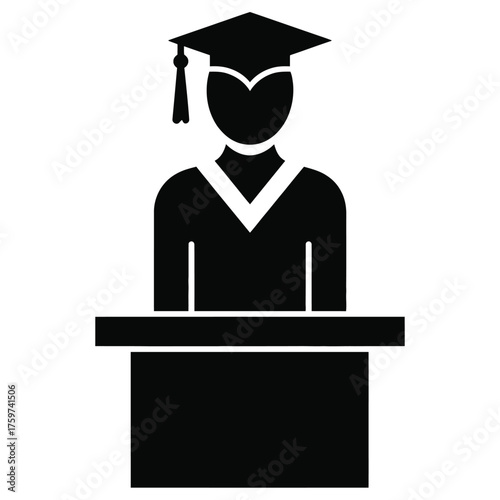 black graduation student at podium clip art preview