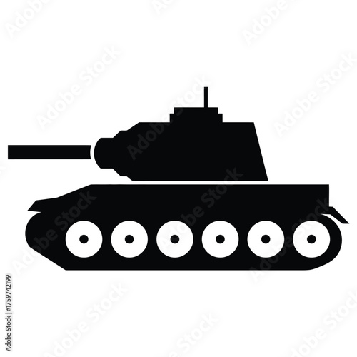 Scalable vector silhouette illustration of a military tank for declarative eps graphics silhouette vector illustration white background
