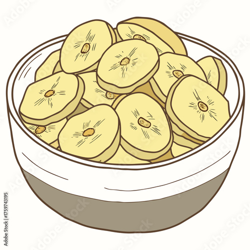 Vector illustration of a pot of banana chips