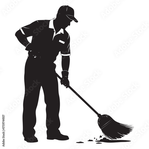 Maintenance Worker with Industrial Vacuum Cleaner