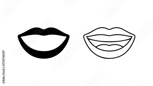 Mouth outline with open lips and transparent background