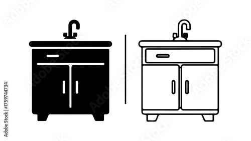 Bathroom sink cabinet with transparent background