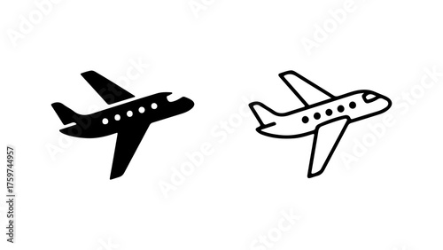 Airplane icons with transparent background