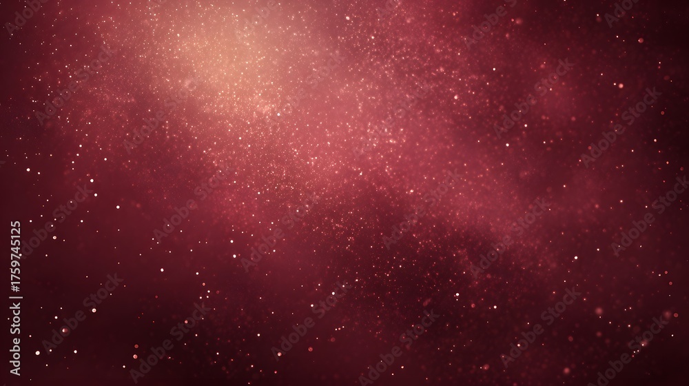 Obraz premium Glowing particles drift in a rich red gradient background.