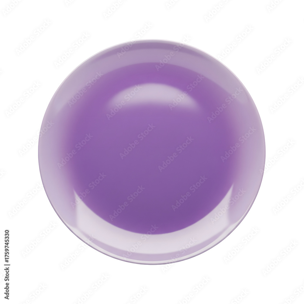 Obraz premium A purple ceramic plate top view isolated on white or transparent background