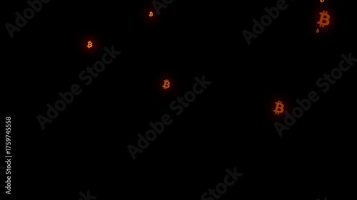 Bitcoin Glowing Animation Background – Cryptocurrency Falling Coins for Finance and Tech Motion