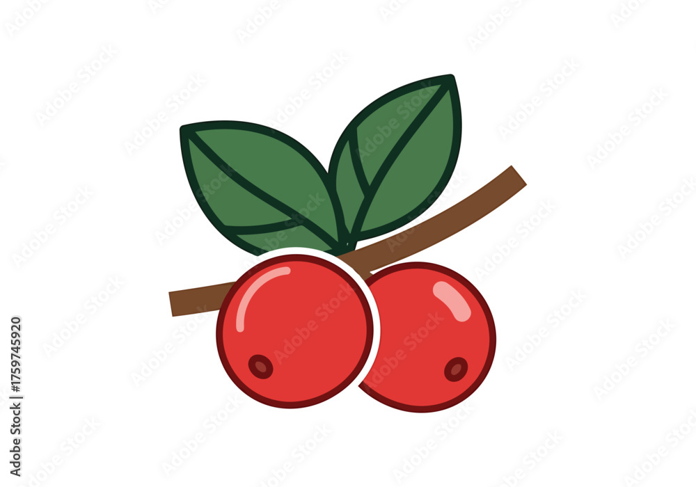 Obraz premium Simple Flat Style Cranberry Branch Graphic Icon Design Illustration
