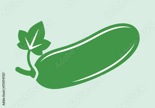 Flat Style Simple Green Zucchini Vegetable Food Ingredient Illustration