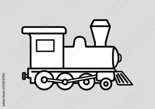 Simple Lineart Steam Train Engine Locomotive Transportation Outline Icon