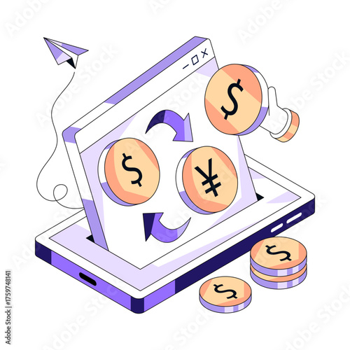 Dollar to yuan, concept of currency exchange