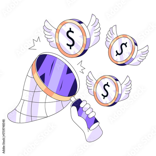 Modern design icon of chasing money