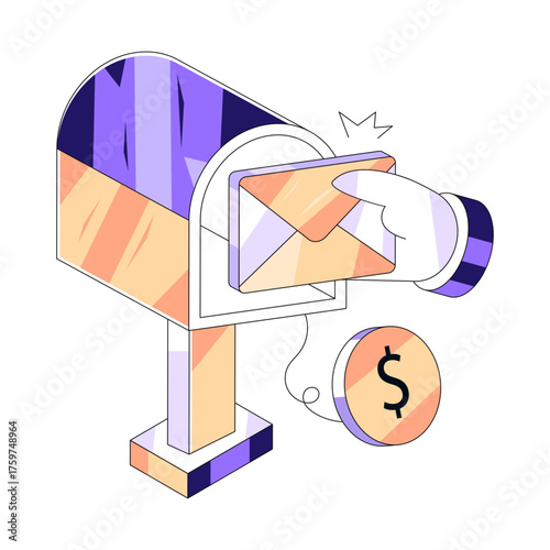 Modern design icon of financial mail