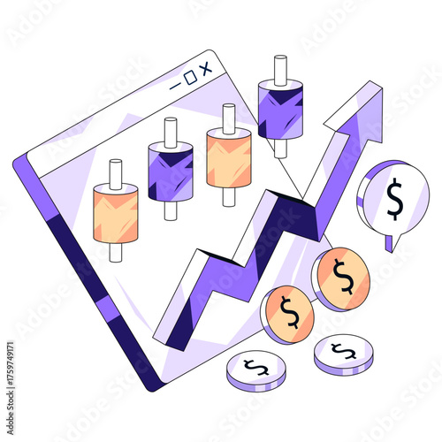 A unique design icon of online trading