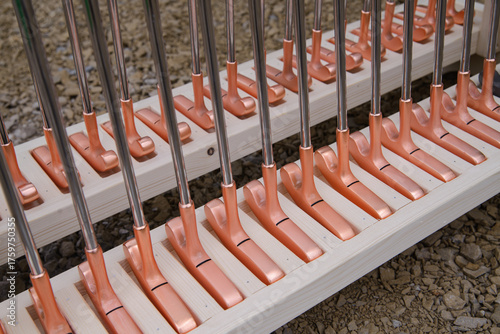 golf mallet on the green, artificial turf