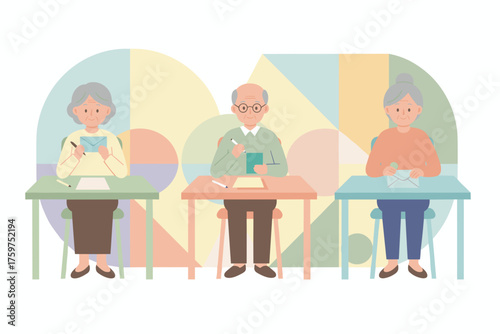 Seniors writing letters at tables a heartfelt way to connect and communicate