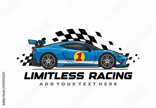 Blue Car Racing vector.eps