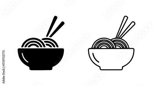 Noodle bowl with chopsticks with transparent background