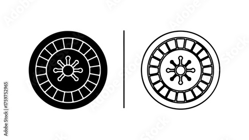Roulette wheel icon with transparent background