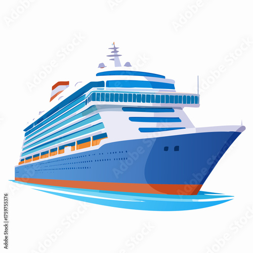 Large cruise ship sailing on blue water