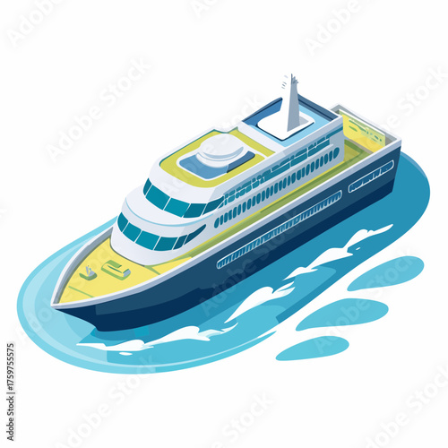 Luxury cruise ship sailing on blue water