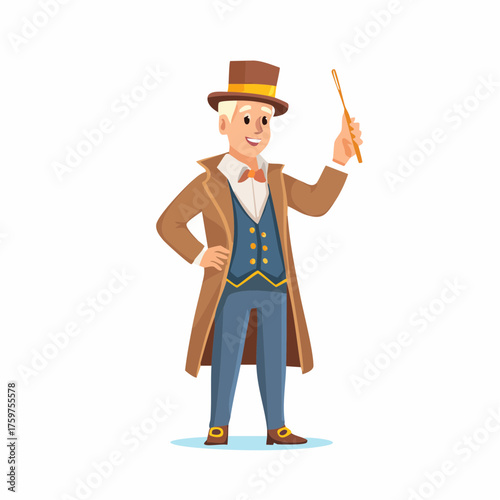 Magician in a top hat holding a wand