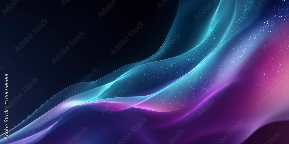 Obraz premium Flowing dark aurora gradients with indigo, teal, and fuchsia hues 