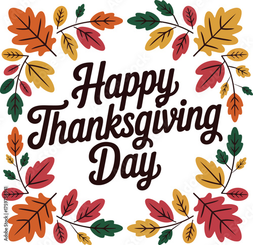 Autumn Foliage Border for Happy Thanksgiving Day