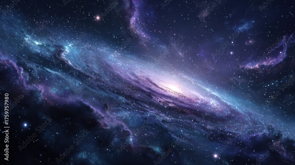 Fototapeta premium Exploring the vibrant cosmic swirling galaxies and glowing nebulae in the expansive universe