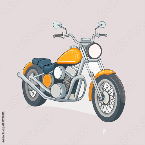 Orange cruiser motorcycle on a plain background