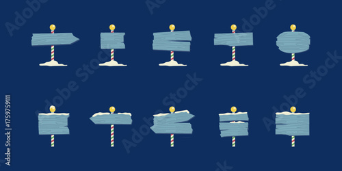 Winter Wooden Sign Illustration with Snow