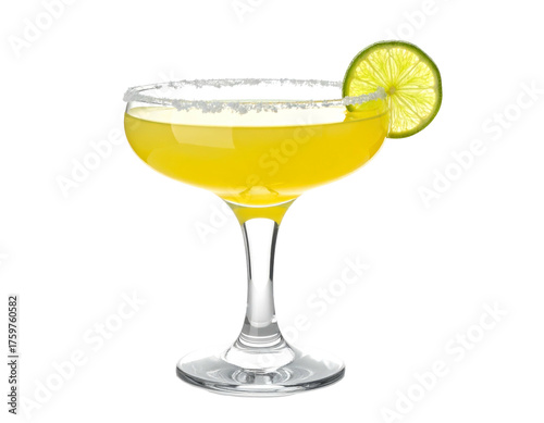 Wallpaper Mural Elegant, stemmed glass of yellow cocktail with salt rim, lime garnish Torontodigital.ca