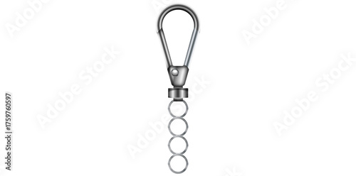 Metallic Clasp With Chain Vector Illustration.
