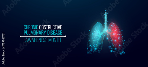Chronic obstructive pulmonary disease COPD awareness month concept. Banner with orange ribbon awareness and text. Vector illustration.