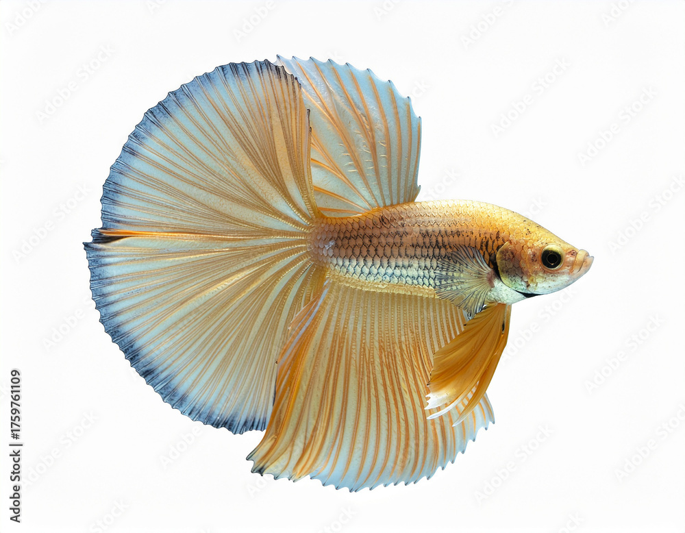 Fototapeta premium siamese gold fighting fish isolated. white background