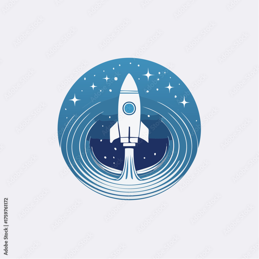 Obraz premium Rocket launch into starry night sky